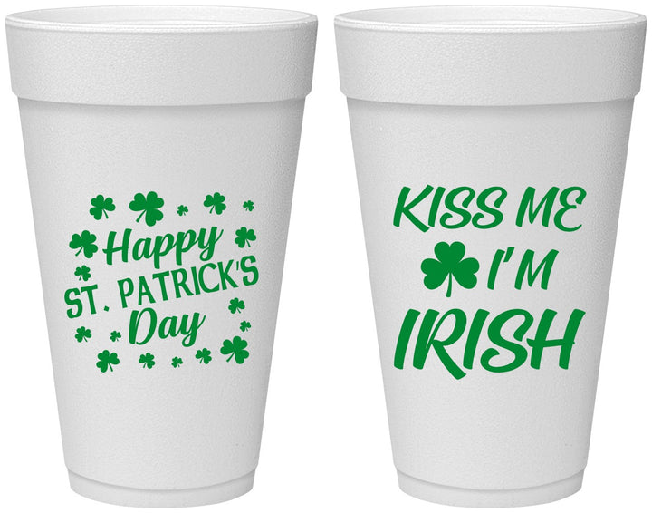 Personalized St Patricks Day 20 oz Foam Cups - Kiss Me I Am Irish | 200018