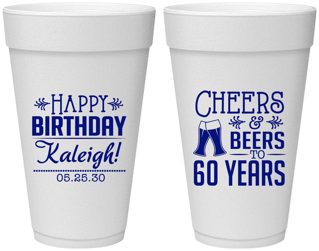 Personalized Birthday 20 oz Foam Cups - 60th | 20006