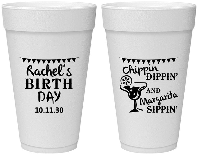 Personalized Birthday 20 oz Foam Cups - Fiesta Margarita | 20009