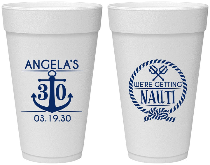 Personalized Birthday 20 oz Foam Cups - 30th Nautical | 20010