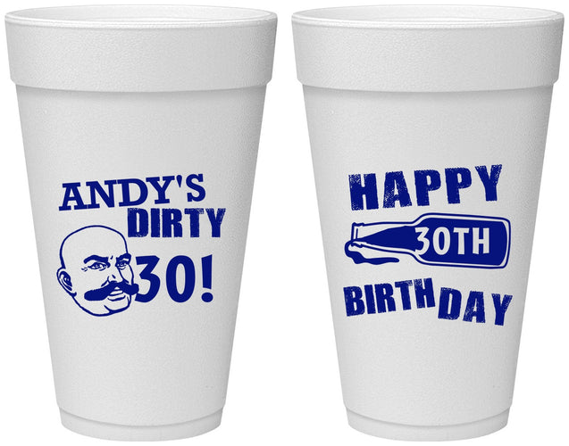 Personalized Birthday 20 oz Foam Cups - 30th | 20012