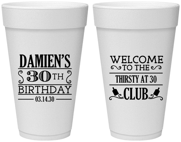 Personalized Birthday 20 oz Foam Cups - 30th | 20016
