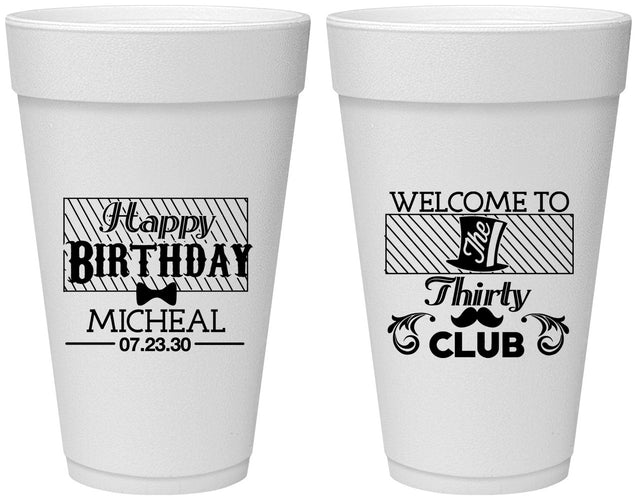 Personalized Birthday 20 oz Foam Cups - 30th | 20018
