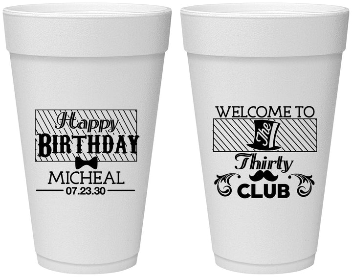 Personalized Birthday 20 oz Foam Cups - 30th | 20018