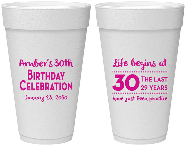 Personalized Birthday 20 oz Foam Cups - 30th The Last 29 Years | 20019