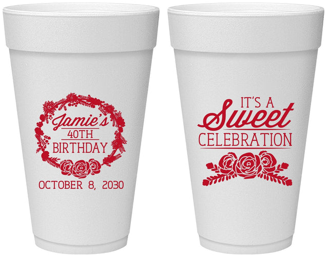 Personalized Birthday 20 oz Foam Cups - 40th | 20040