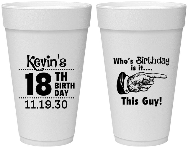 Personalized Birthday 20 oz Foam Cups - 18th | 20046