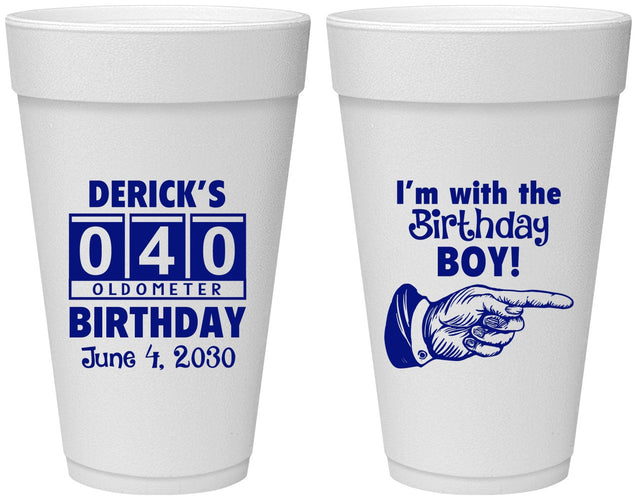 Personalized Birthday 20 oz Foam Cups - 40th | 20047