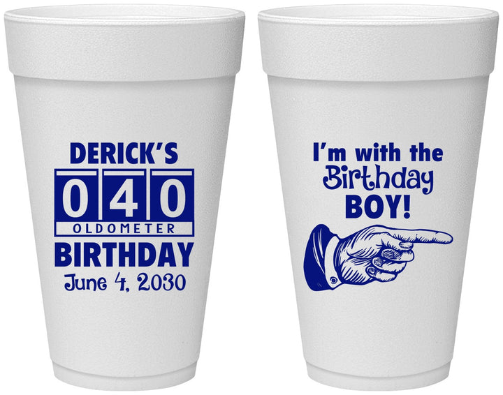 Personalized Birthday 20 oz Foam Cups - 40th | 20047