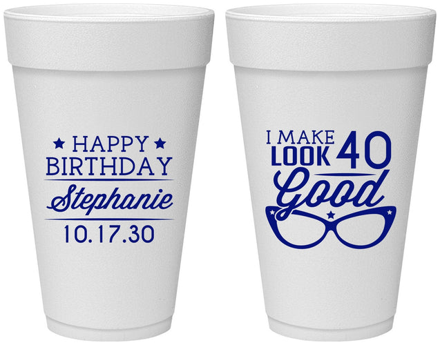 Personalized Birthday 20 oz Foam Cups - 40th | 20048