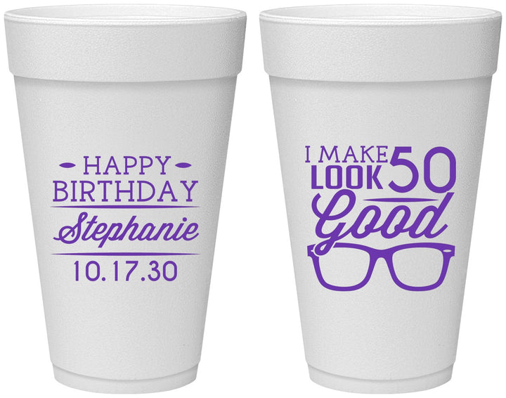 Personalized Birthday 20 oz Foam Cups - 50th | 20049