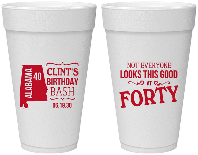 Personalized Birthday 20 oz Foam Cups - 40th | 20050