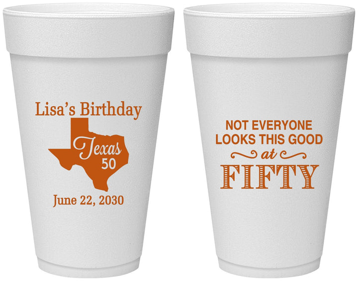 Personalized Birthday 20 oz Foam Cups - 50th | 20051
