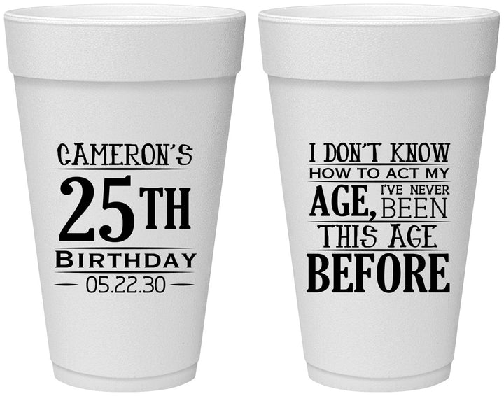 Personalized Birthday 20 oz Foam Cups - 25th | 20054