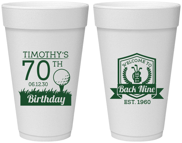 Personalized Birthday 20 oz Foam Cups - 70th Golf | 20061