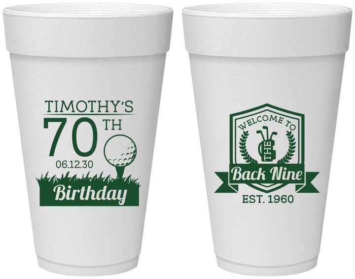 Personalized Birthday 20 oz Foam Cups - 70th Golf | 20061