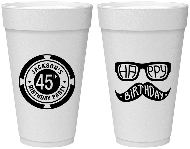Personalized Birthday 20 oz Foam Cups - 45th Las Vegas | 20064