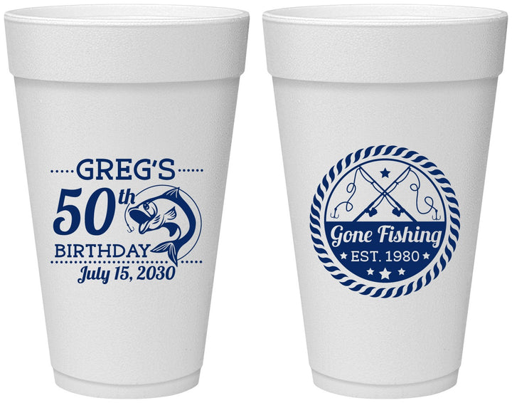 Personalized Birthday 20 oz Foam Cups - 50th Nautical | 20065