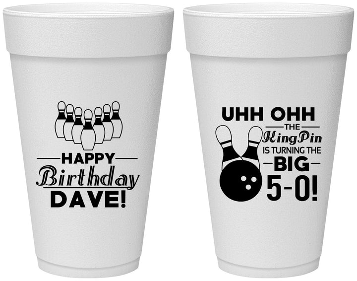 Personalized Birthday 20 oz Foam Cups - 50th Bowing | 20071
