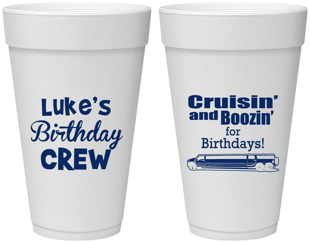 Personalized Birthday 20 oz Foam Cups - Crusin Boozin | 20073