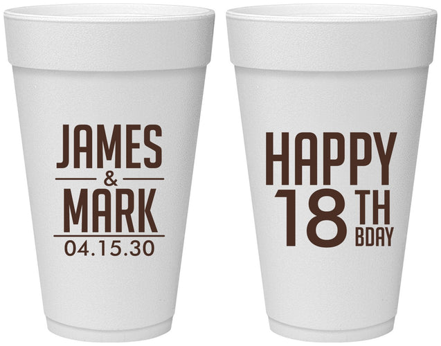 Personalized Birthday 20 oz Foam Cups - 18th | 20074