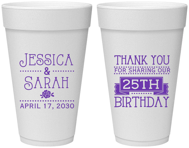 Personalized Birthday 20 oz Foam Cups - 25th | 20075
