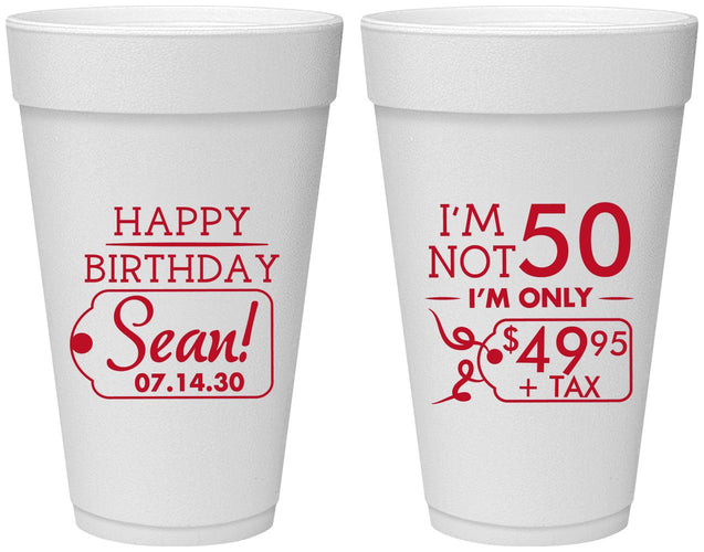 Personalized Birthday 20 oz Foam Cups - 50th | 20080