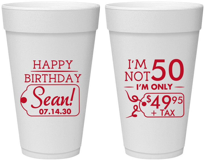 Personalized Birthday 20 oz Foam Cups - 50th | 20080
