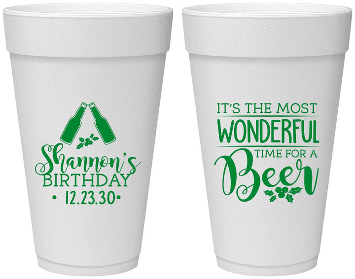 Personalized Birthday 20 oz Foam Cups - Christmas | 20082