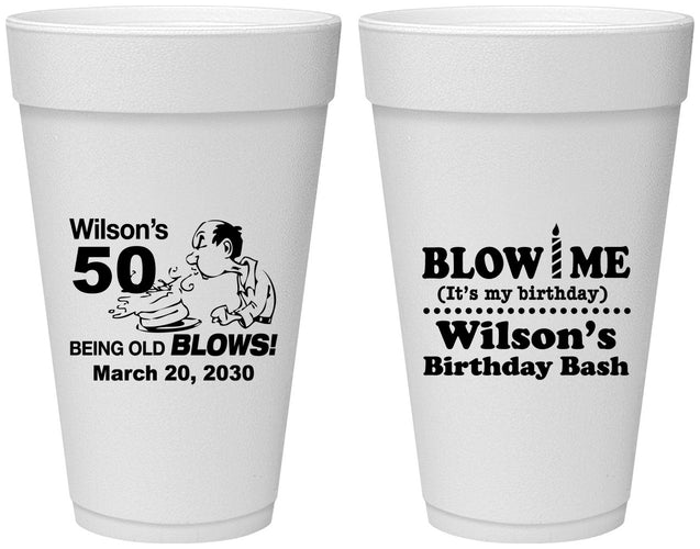 Personalized Birthday 20 oz Foam Cups - 50th | 20085
