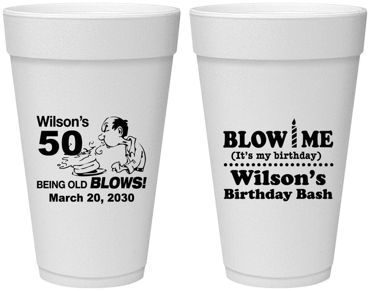 Personalized Birthday 20 oz Foam Cups - 50th | 20085