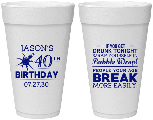 Personalized Birthday 20 oz Foam Cups - 40th | 20088