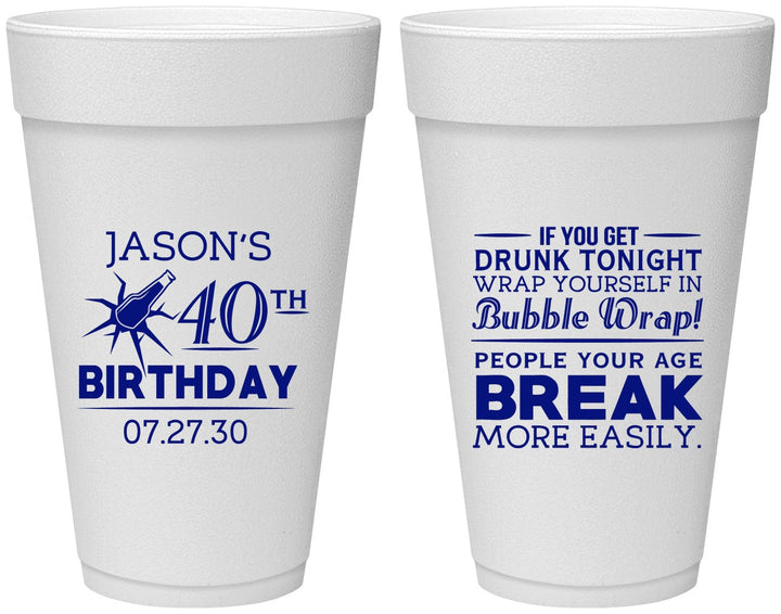 Personalized Birthday 20 oz Foam Cups - 40th | 20088