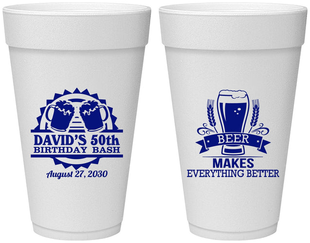 Personalized Birthday 20 oz Foam Cups - 50th | 20089