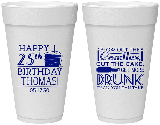 Personalized Birthday 20 oz Foam Cups - 25th | 20091