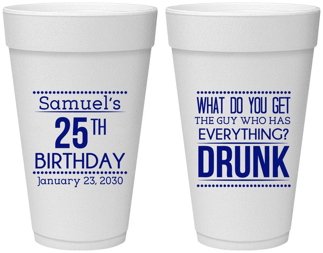 Personalized Birthday 20 oz Foam Cups - 25th | 20094
