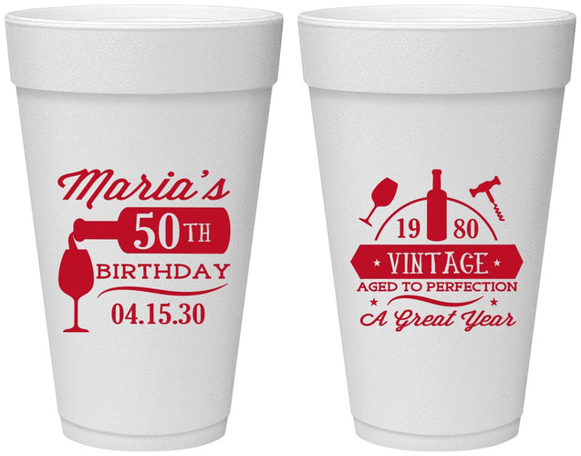 Personalized Birthday 20 oz Foam Cups - 50th Wine | 20098