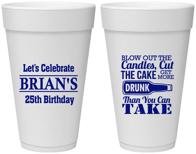 Personalized Birthday 20 oz Foam Cups - 25th | 20100