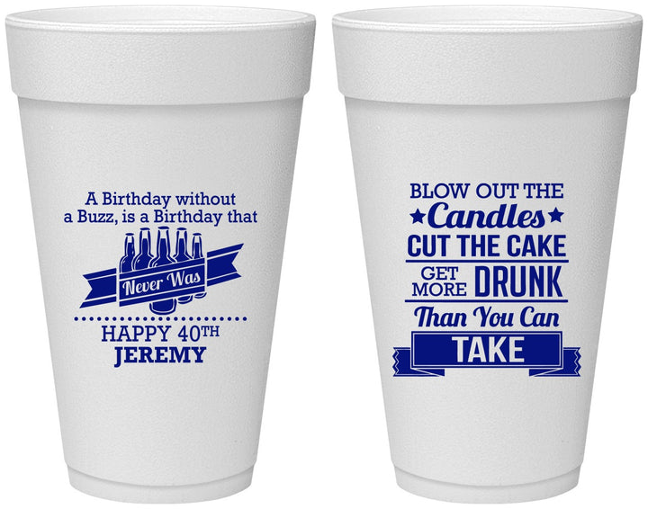 Personalized Birthday 20 oz Foam Cups - 40th | 20101