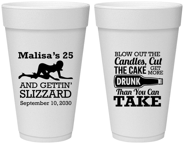 Personalized Birthday 20 oz Foam Cups - 25th Strip Club | 20102