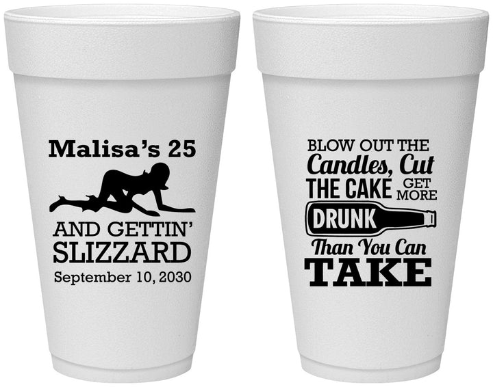 Personalized Birthday 20 oz Foam Cups - 25th Strip Club | 20102