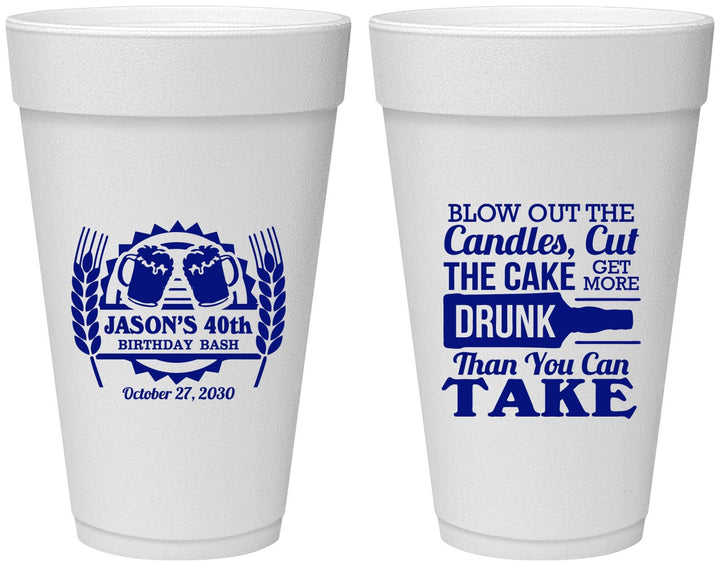 Personalized Birthday 20 oz Foam Cups - 40th | 20103