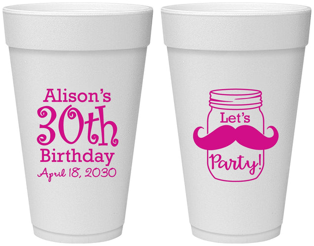 Personalized Birthday 20 oz Foam Cups - 30th | 20104