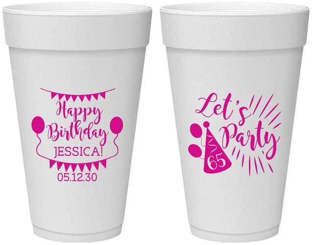 Personalized Birthday 20 oz Foam Cups - 65th | 20105