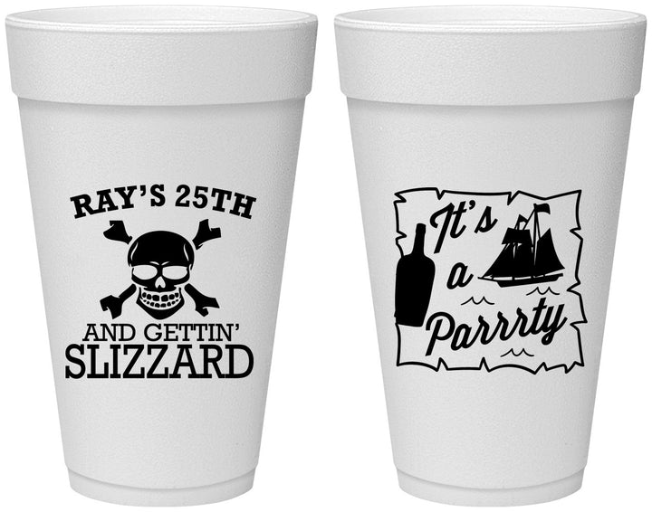 Personalized Birthday 20 oz Foam Cups - 25th Pirate | 20107