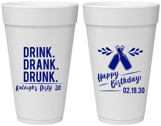 Personalized Birthday 20 oz Foam Cups - 30th Dirty | 20110