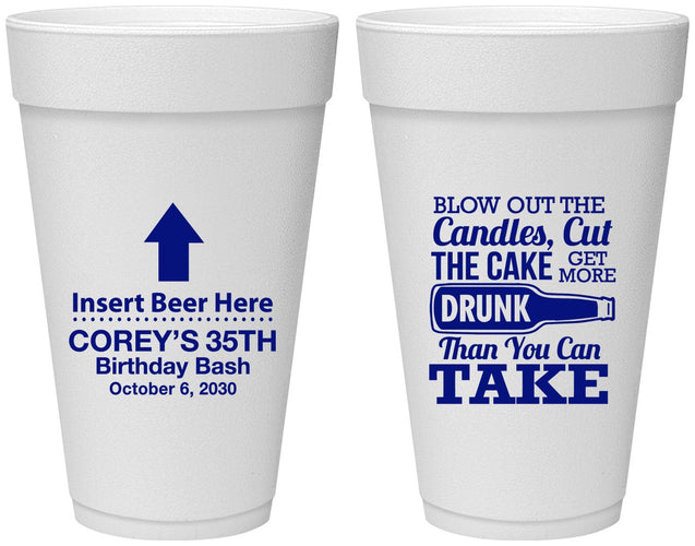Personalized Birthday 20 oz Foam Cups - 35th | 20111