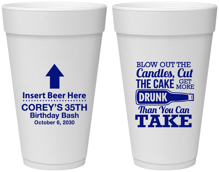 Personalized Birthday 20 oz Foam Cups - 35th | 20111