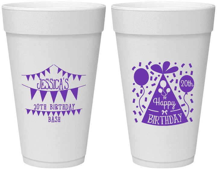Personalized Birthday 20 oz Foam Cups - 20th | 20113