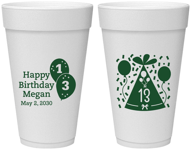 Personalized Birthday 20 oz Foam Cups - 13th | 20115